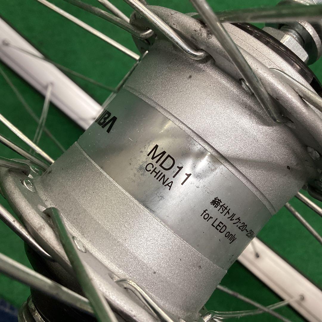 アルミホイール　26インチ　前輪　タイヤ付き　ハブダイナモ ミツバ　J2端子