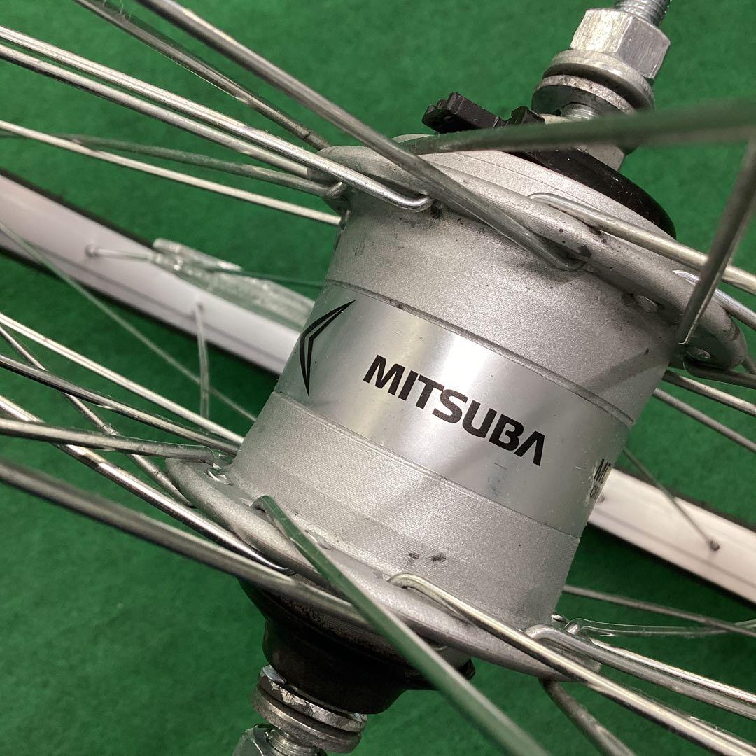 アルミホイール　26インチ　前輪　タイヤ付き　ハブダイナモ ミツバ　J2端子