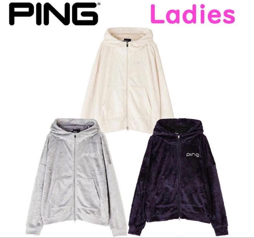 S ☆新品☆ PING ゴルフ ベロア フーディー ボア　ブルゾン ホワイト
