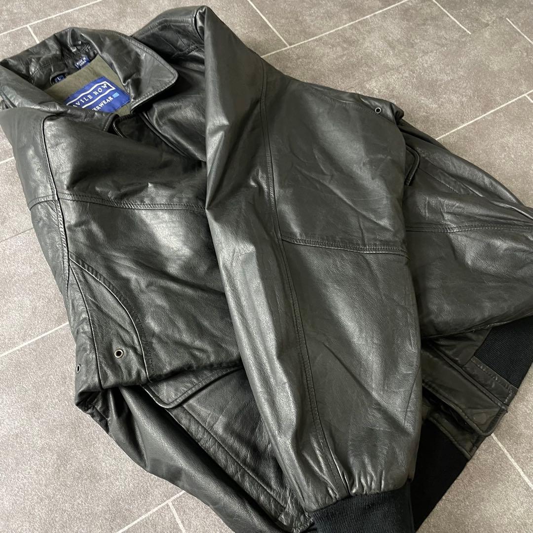 90s A-2 本革 レザーフライトジャケット ブラック L中綿