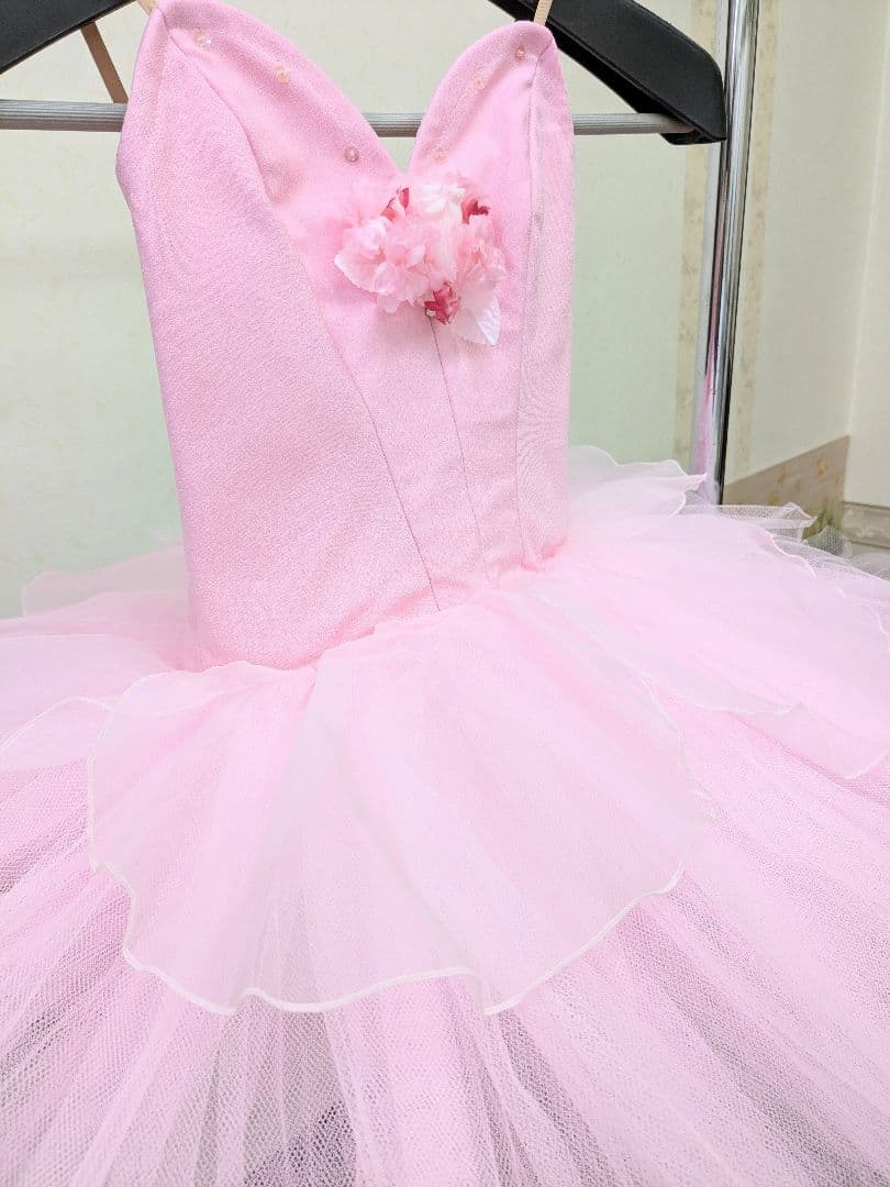 バレエ衣裳/ジュニア 頭飾り付き ピンク 花の精 8着セット