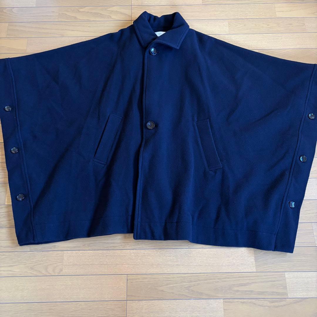 grin ソフトウールビーバーポンチョコート　ネイビー　ハーフコート　サイズ2