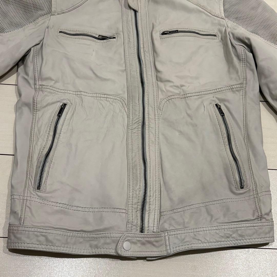 宮*ん様 DIESEL レザーバイカージャケット　本革　ラムレザー　オフホワイト