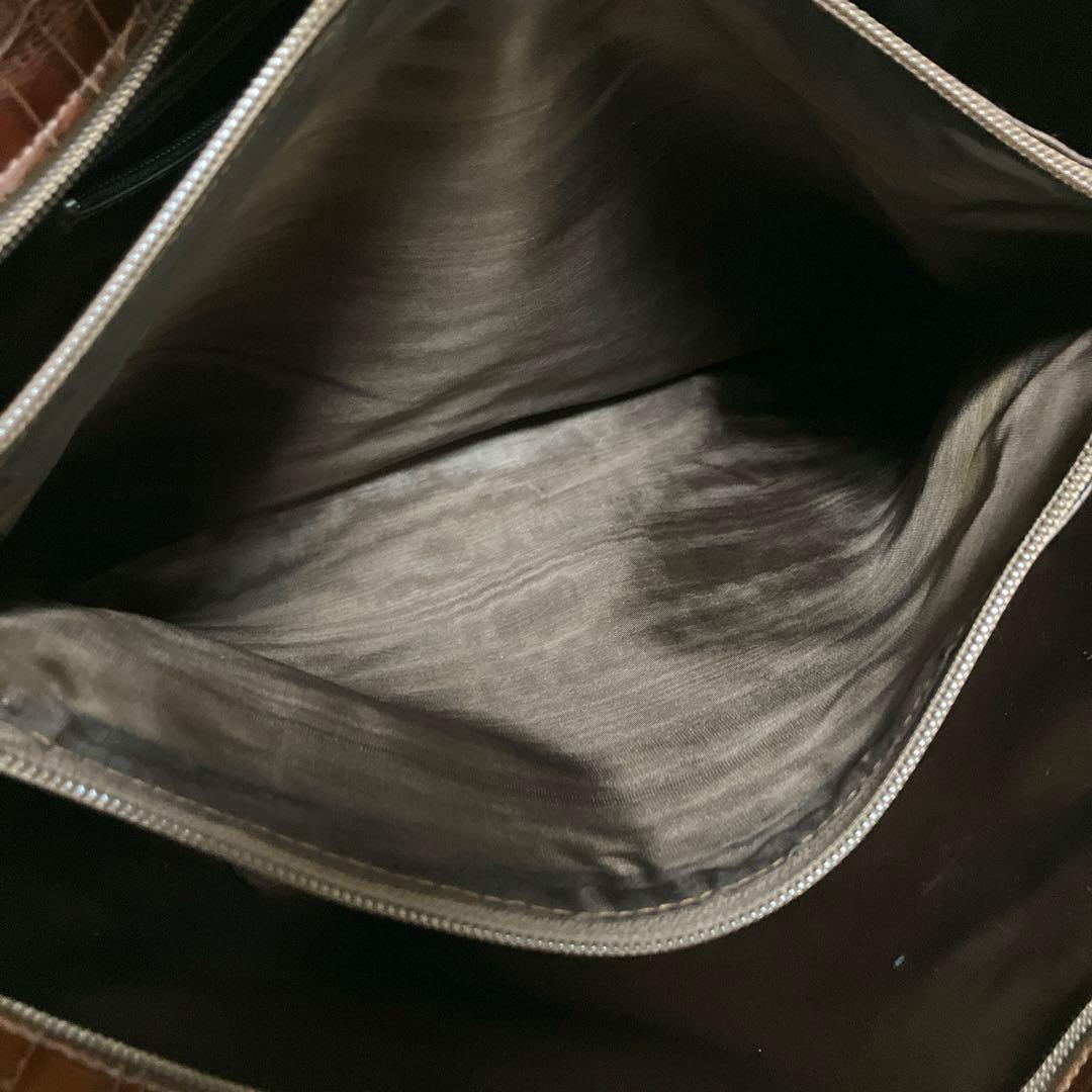 Harrods トートバッグ　クロコ　本革　イタリア製　肩掛け　ビジネス　大容量