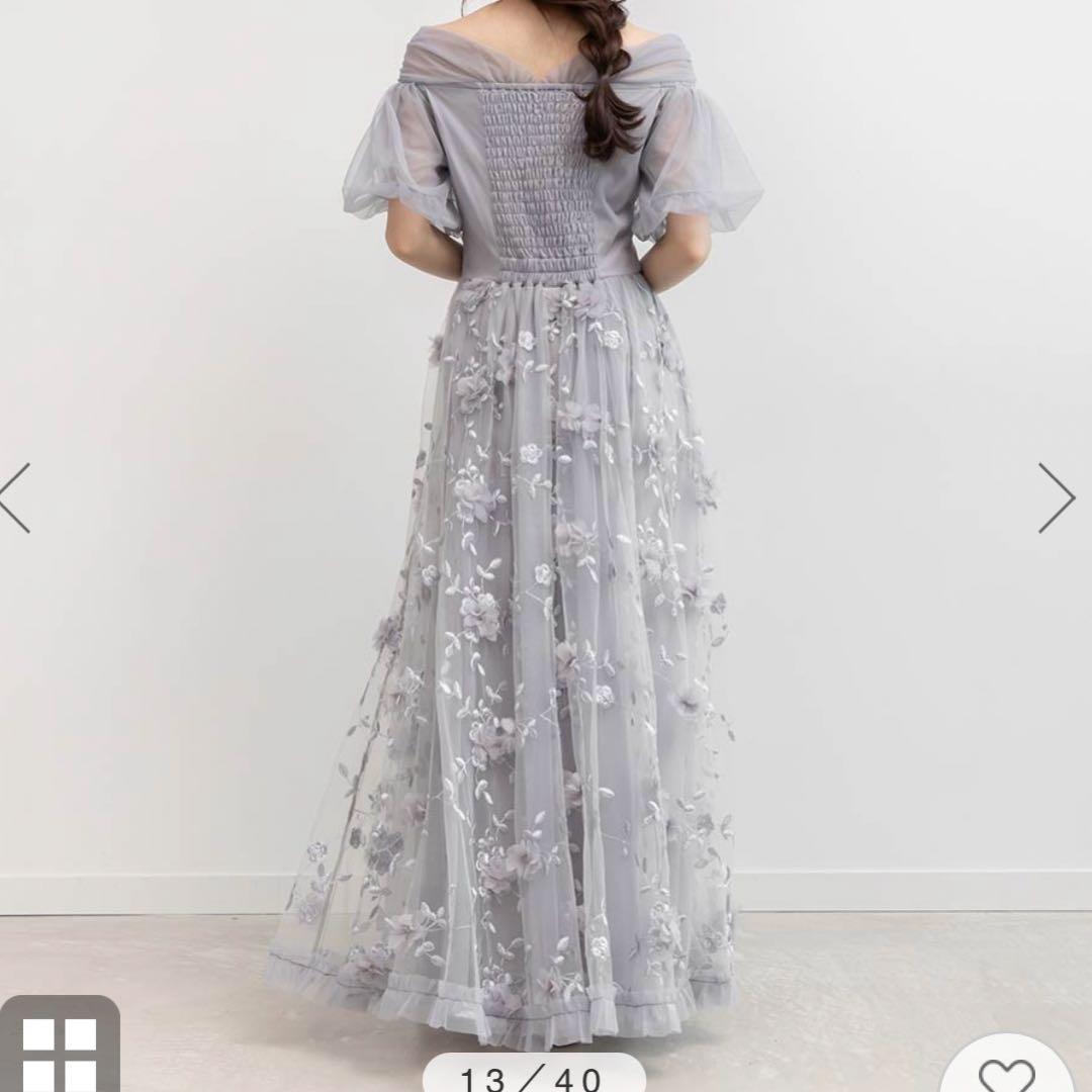 3Dフラワー刺繍オフショルワンピース