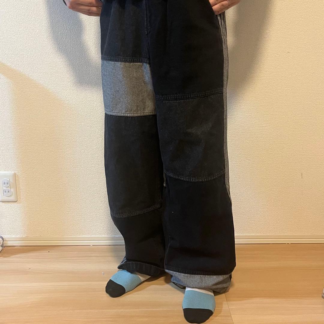 希少サイズ ✨極美品 アディダス パッチワークジーンズ デニム ワイドパンツ