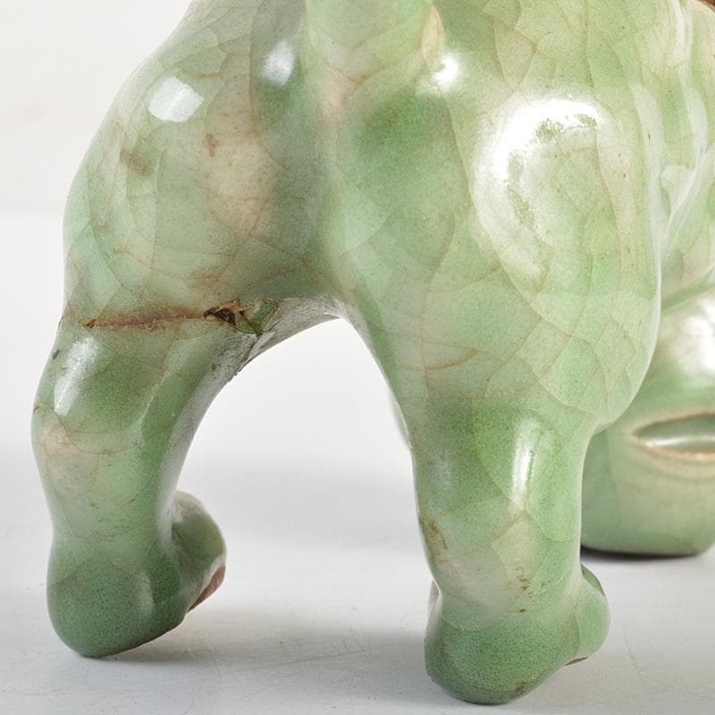 茶道具　香道具　青磁　玉取獅子　香炉　時代箱付　M　R7351