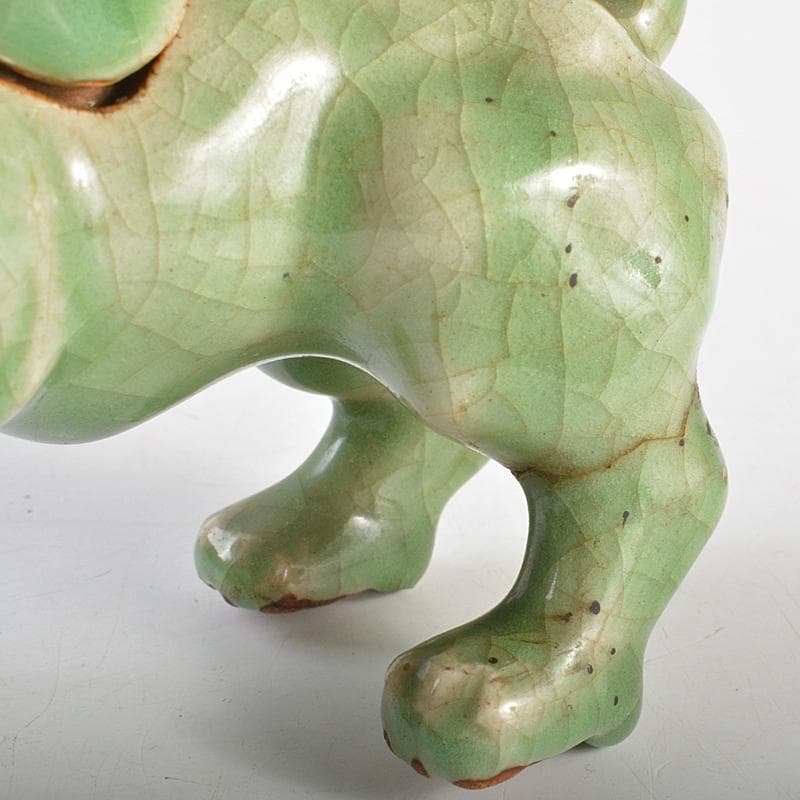 茶道具　香道具　青磁　玉取獅子　香炉　時代箱付　M　R7351