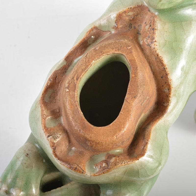 茶道具　香道具　青磁　玉取獅子　香炉　時代箱付　M　R7351