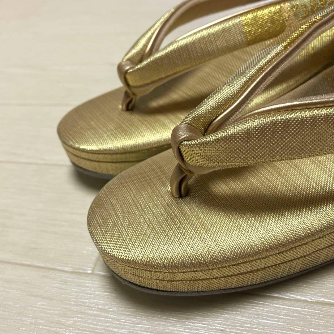 佐賀錦　草履バッグセット　正絹　本金箔入り　ゴールド