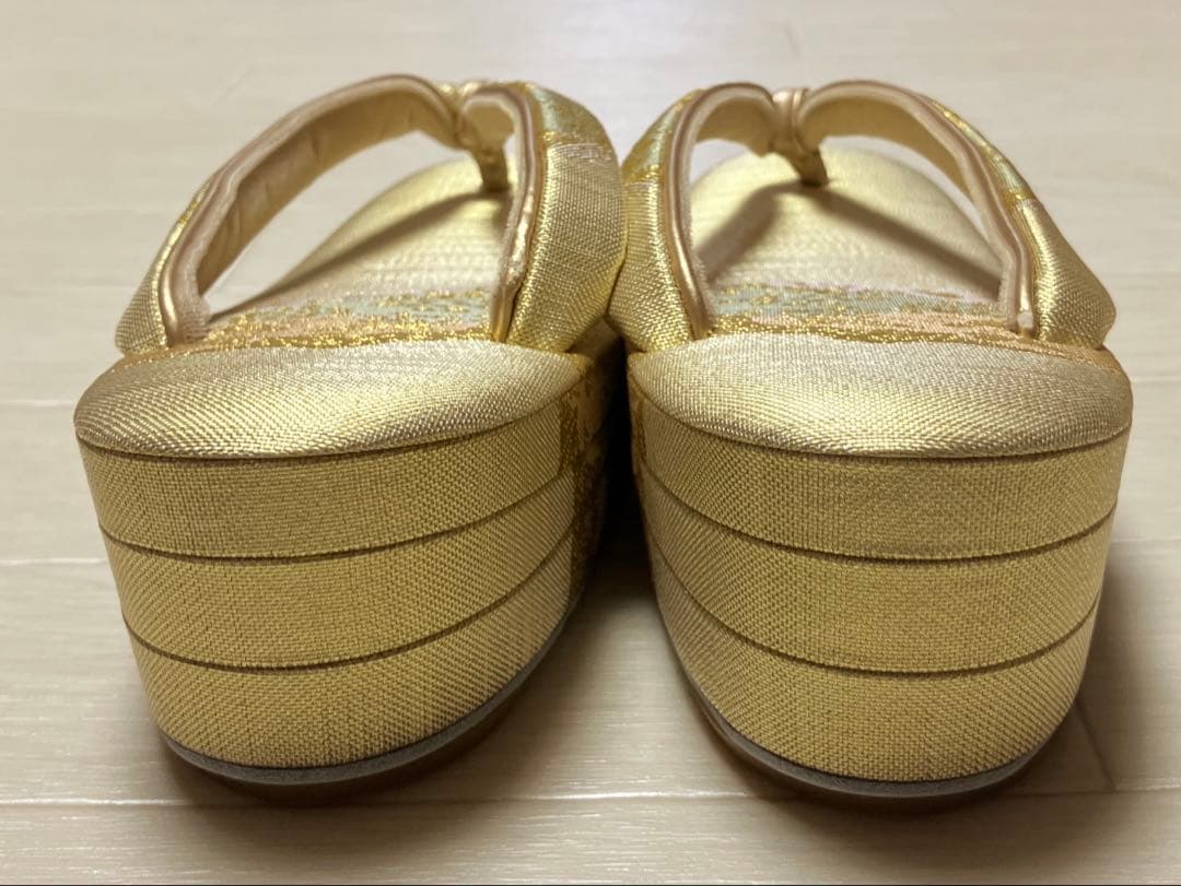 佐賀錦　草履バッグセット　正絹　本金箔入り　ゴールド