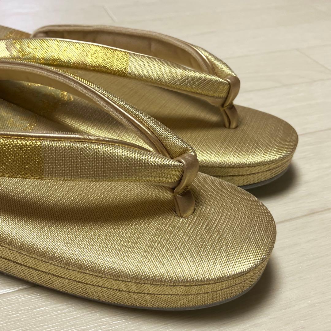 佐賀錦　草履バッグセット　正絹　本金箔入り　ゴールド