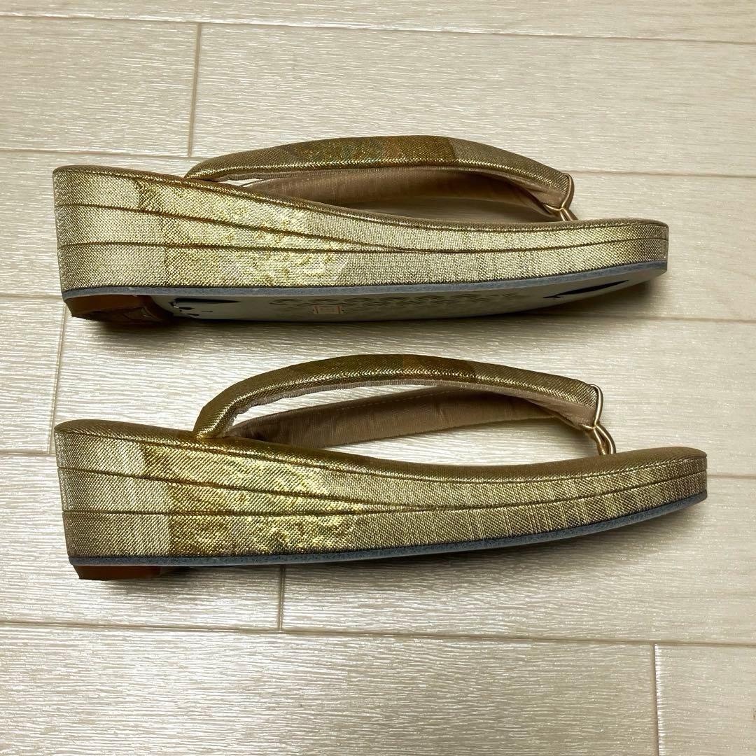 佐賀錦　草履バッグセット　正絹　本金箔入り　ゴールド