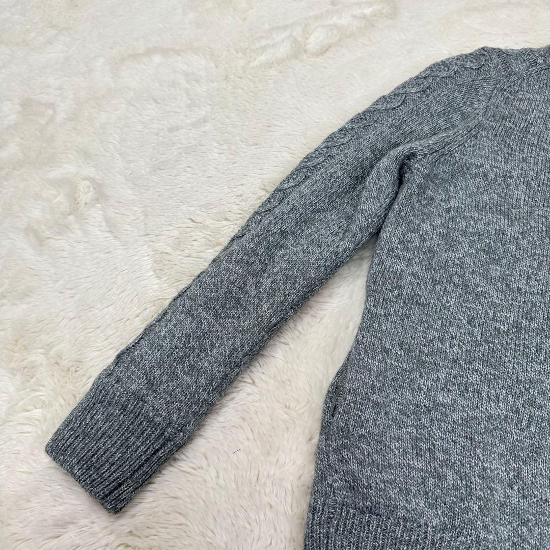 ✨美品✨ジュンアンドロペ 防風裏地付 ケーブルニット ジップブルゾン グレー M