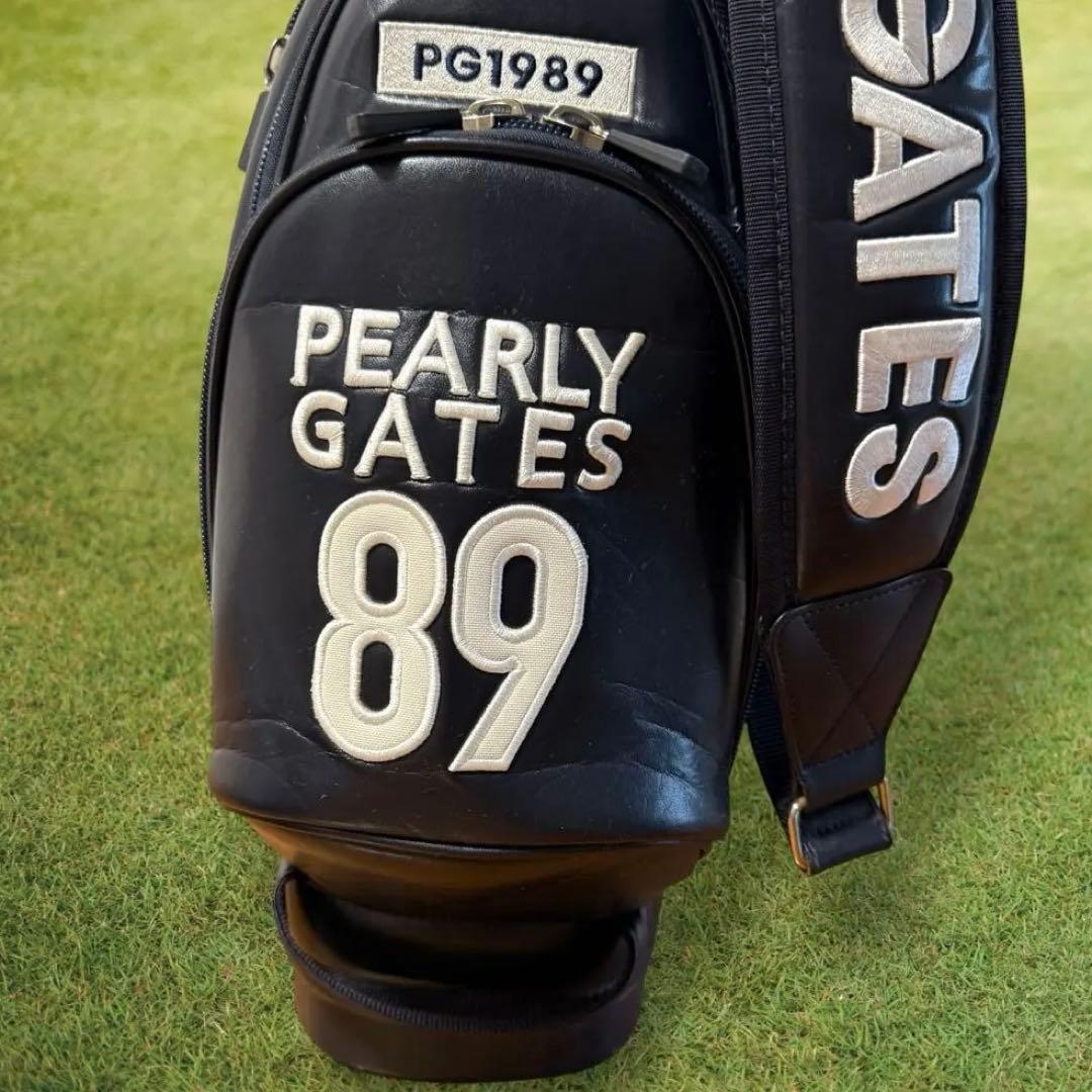 現行タグ　美品　パーリーゲイツ　キャディバッグ　スタンド　軽量　紺　ネイビー　白