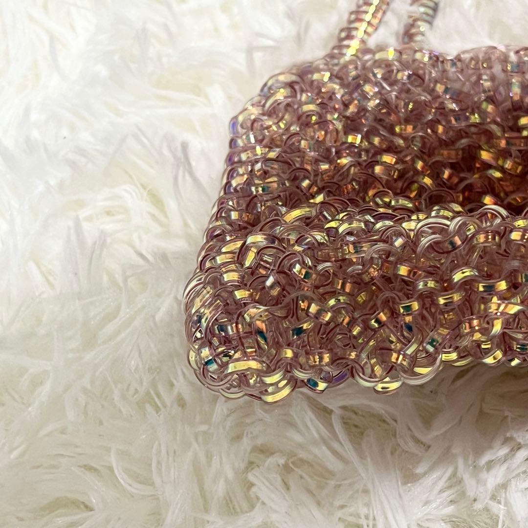 【極美品】アンテプリマ　ミニバッグ　ポーチ　ワイヤーバッグ　ピンクシルバー