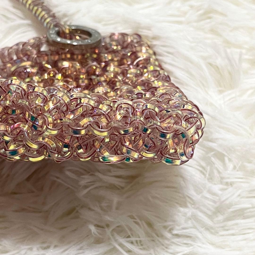 【極美品】アンテプリマ　ミニバッグ　ポーチ　ワイヤーバッグ　ピンクシルバー