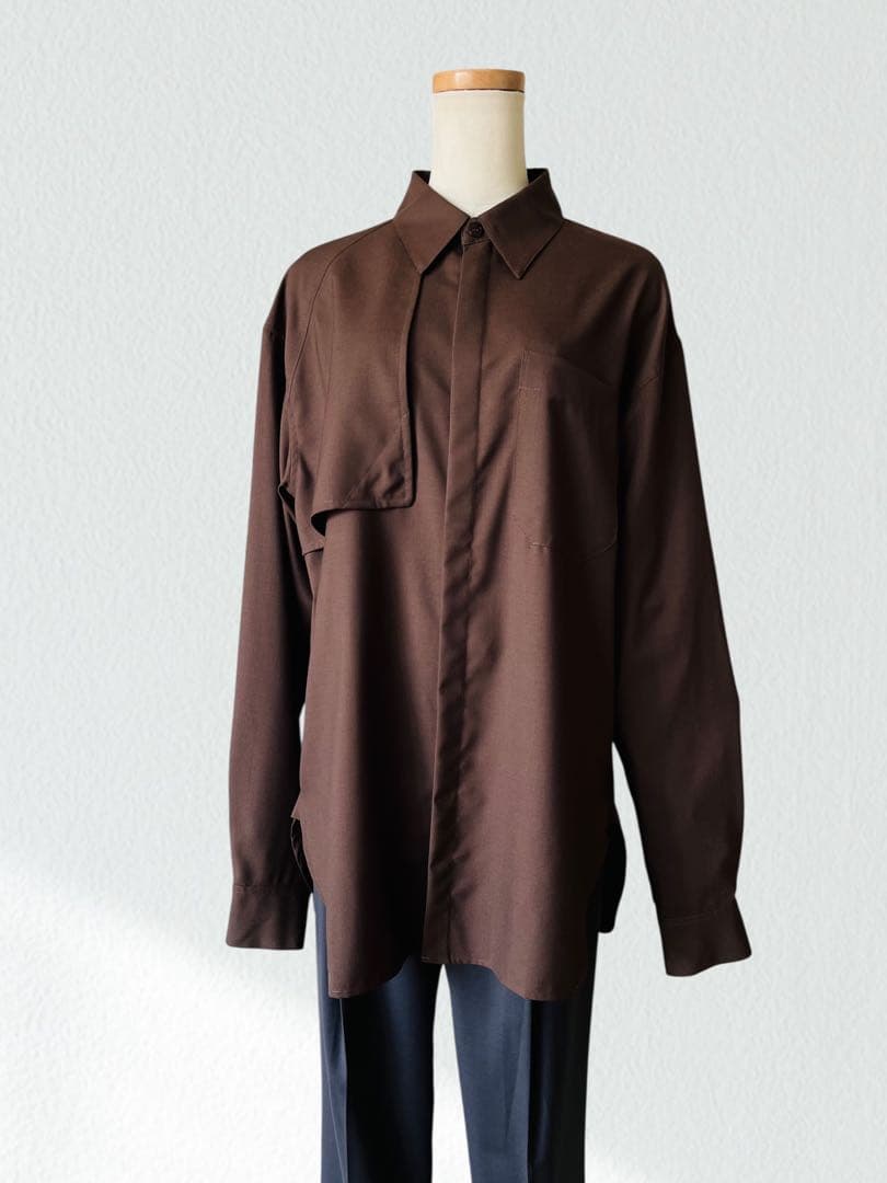 G.V.G.V. ウール トロピカル生地 シャツ ブラウス 茶色 ブラウン
