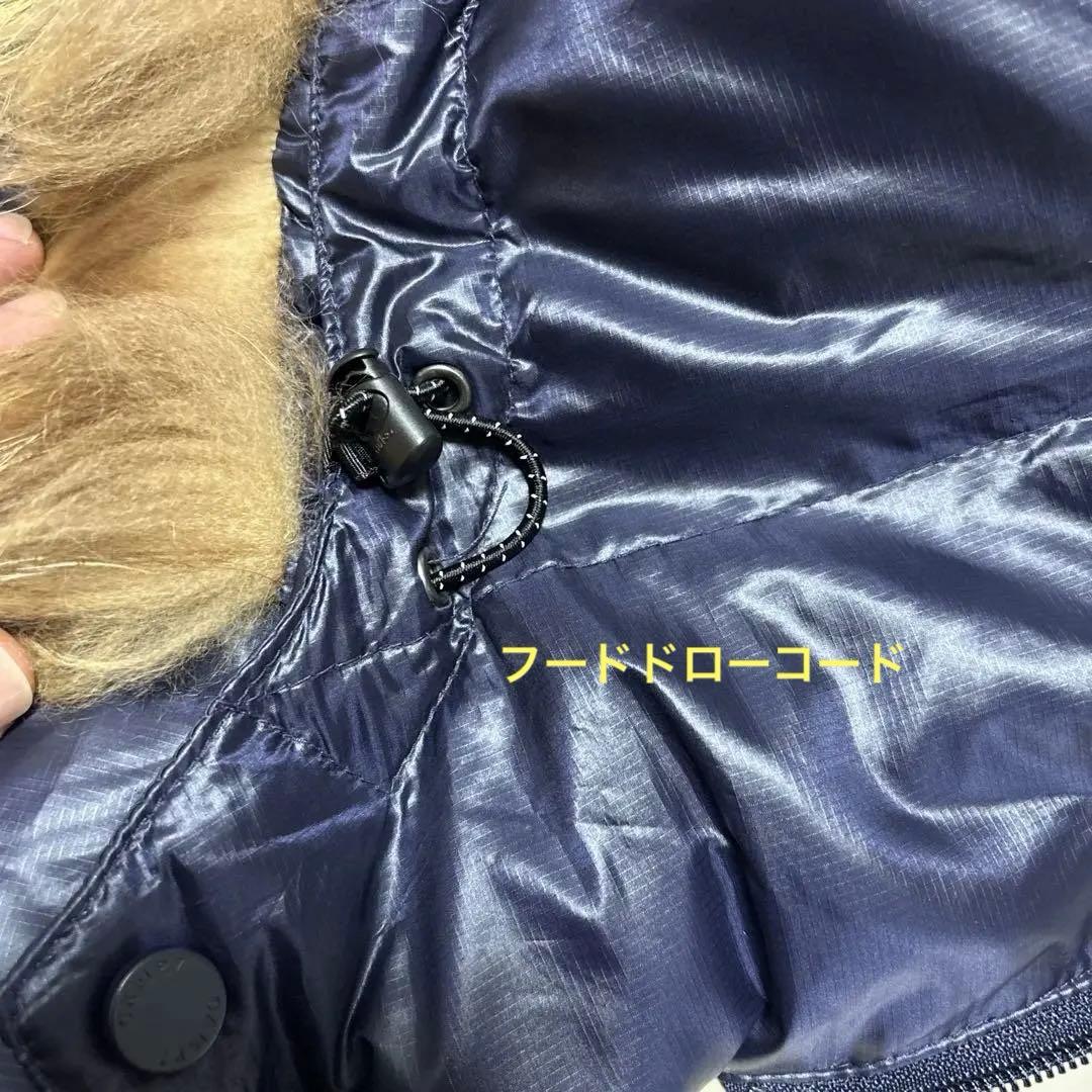 CAMP7 ネイビー ダウンベスト フード ファー Y2K ドローコード有り