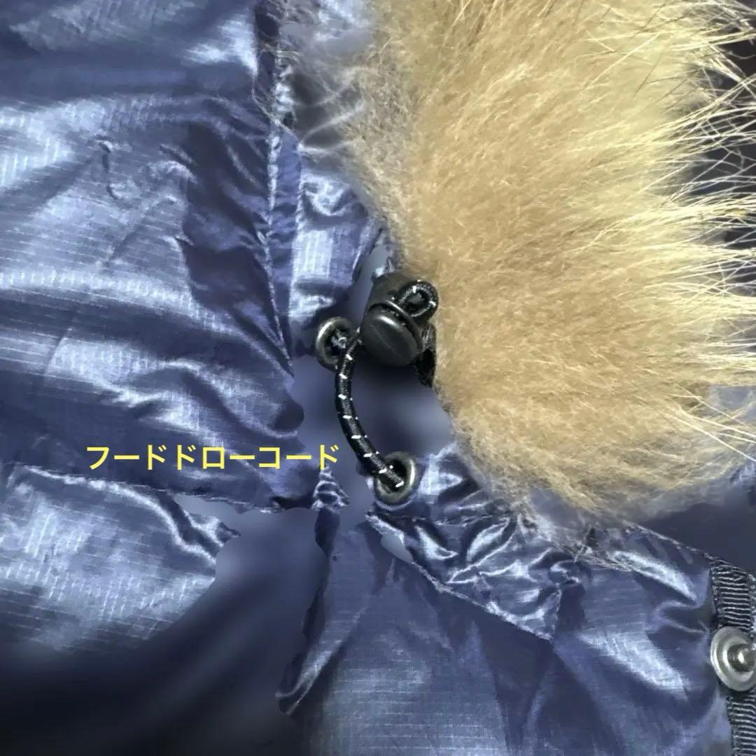 CAMP7 ネイビー ダウンベスト フード ファー Y2K ドローコード有り