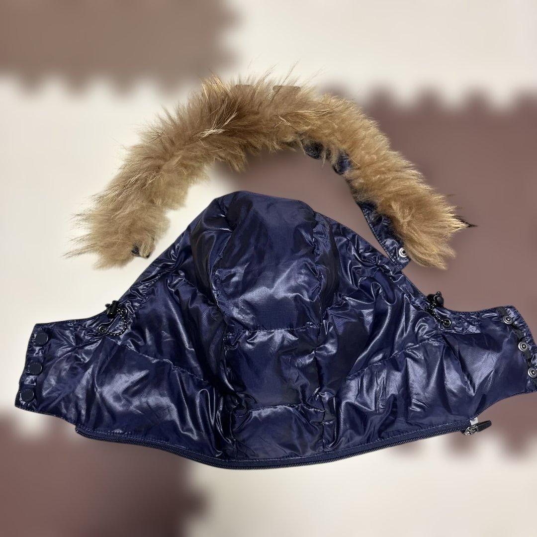 CAMP7 ネイビー ダウンベスト フード ファー Y2K ドローコード有り