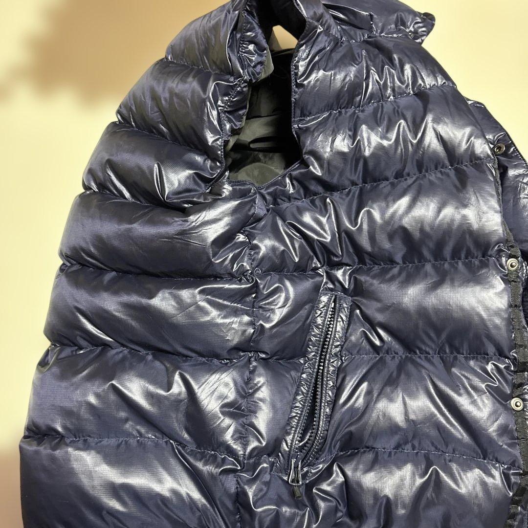 CAMP7 ネイビー ダウンベスト フード ファー Y2K ドローコード有り