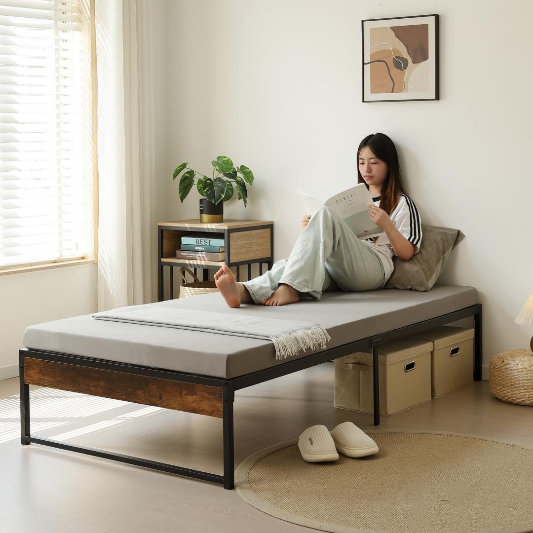 【限定セール】超人気！ベッドフレーム パイプベッド【シングル S】BROWN