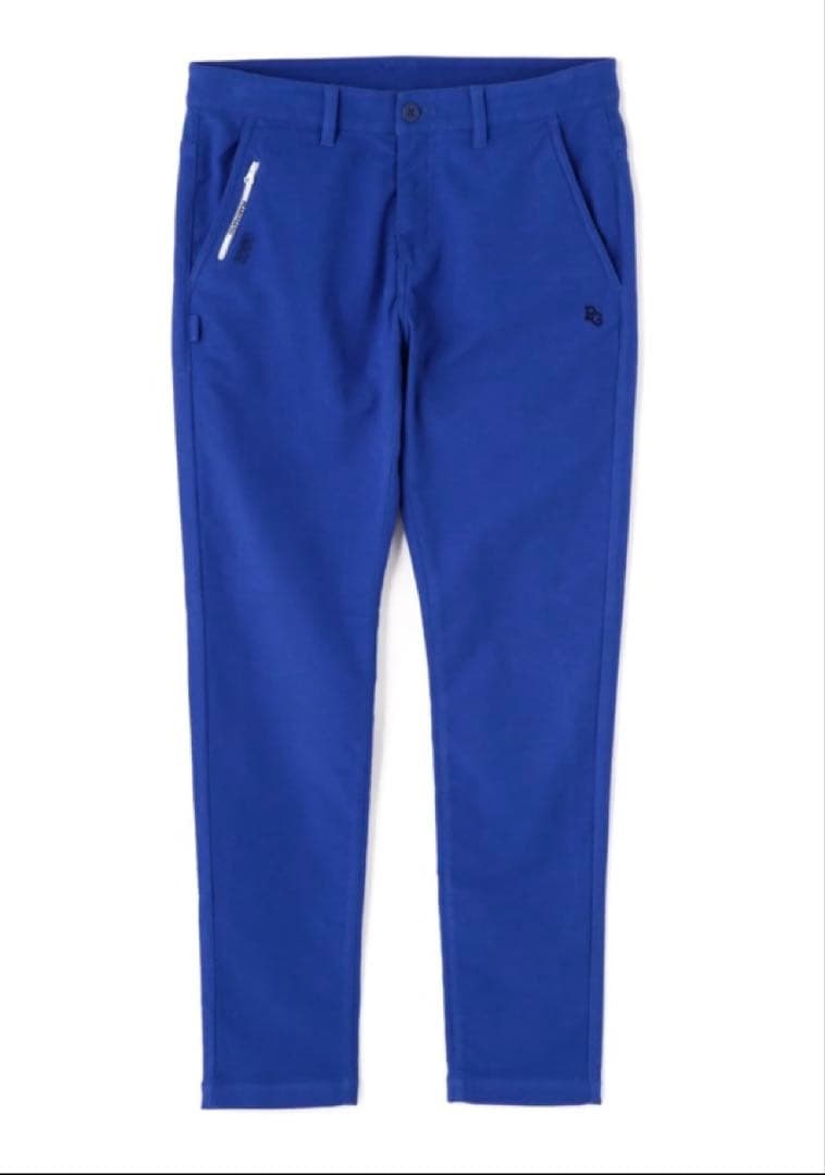 新品 パーリーゲイツ コットンストレッチバーズアイ表起毛パンツ(5)サイズL/青