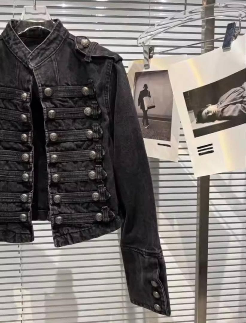 短丈&袖長ナポレオンデニムミリタリージャケット 当日/翌日発送