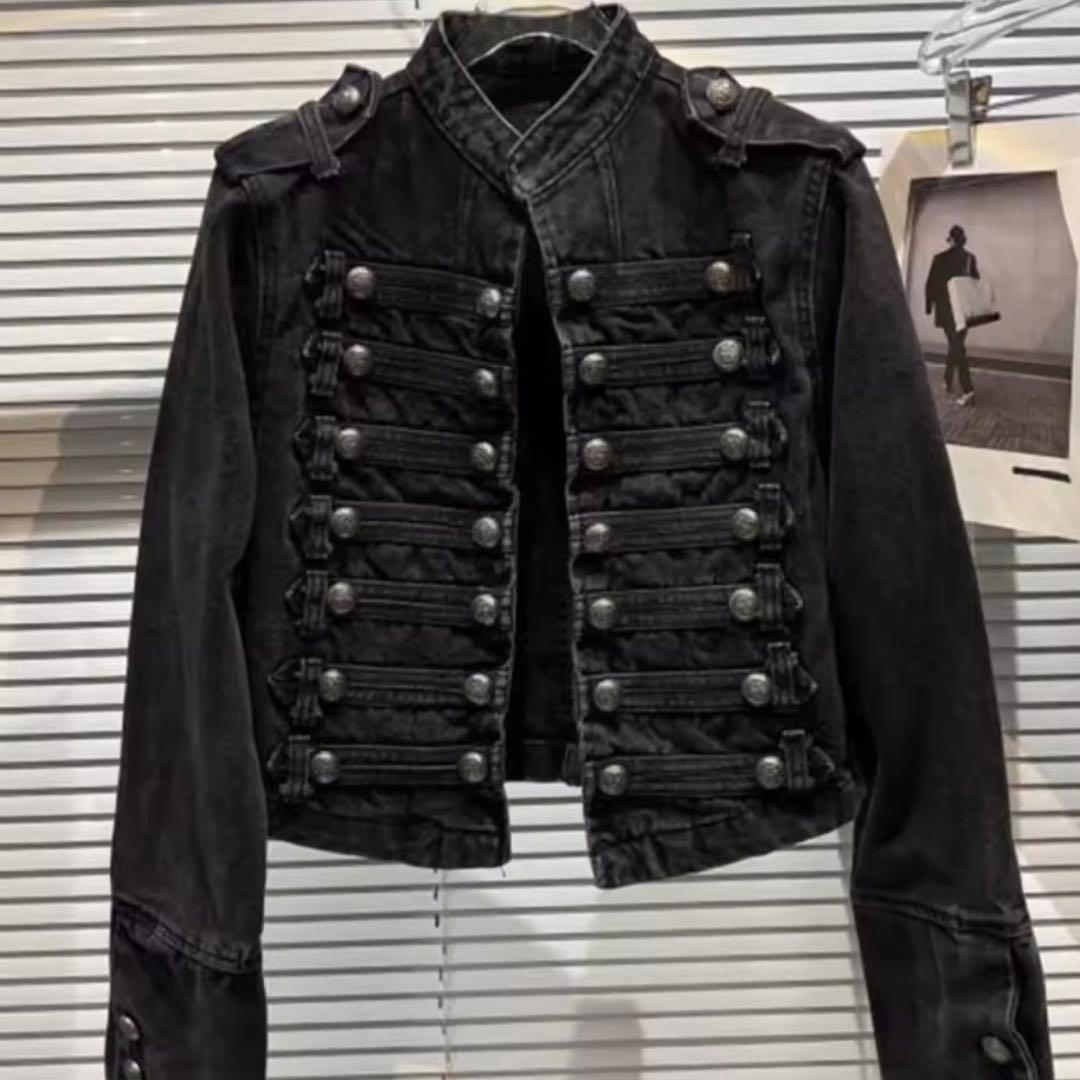 短丈&袖長ナポレオンデニムミリタリージャケット 当日/翌日発送