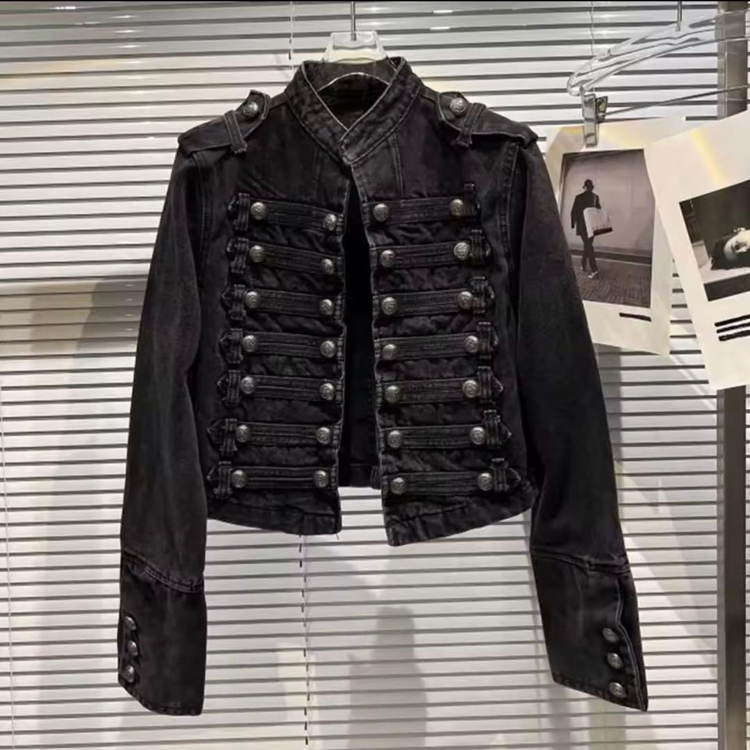 短丈&袖長ナポレオンデニムミリタリージャケット 当日/翌日発送