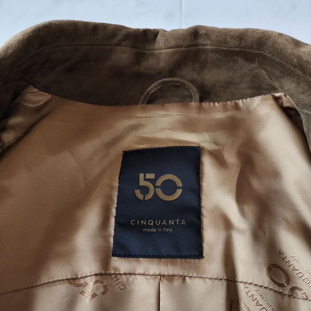 チンクアンタ ゴートスエード サファリジャケット ブラウン 46 イタリア製