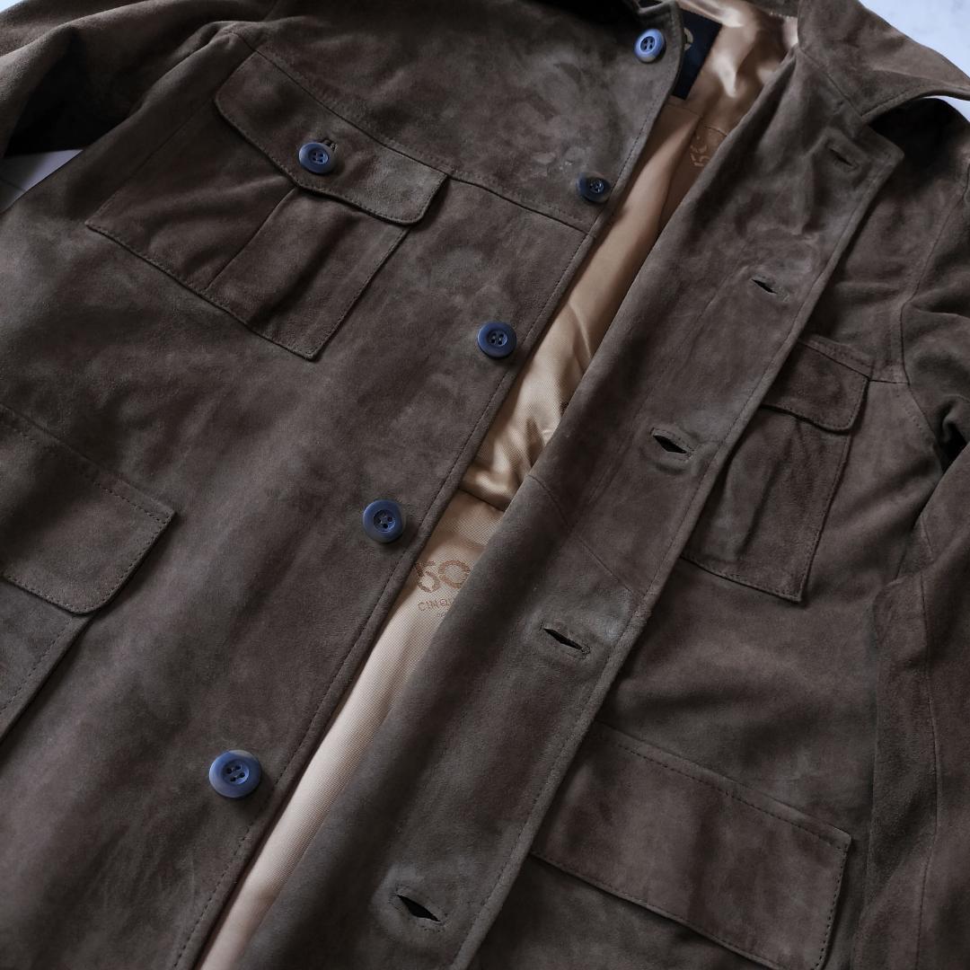 チンクアンタ ゴートスエード サファリジャケット ブラウン 46 イタリア製