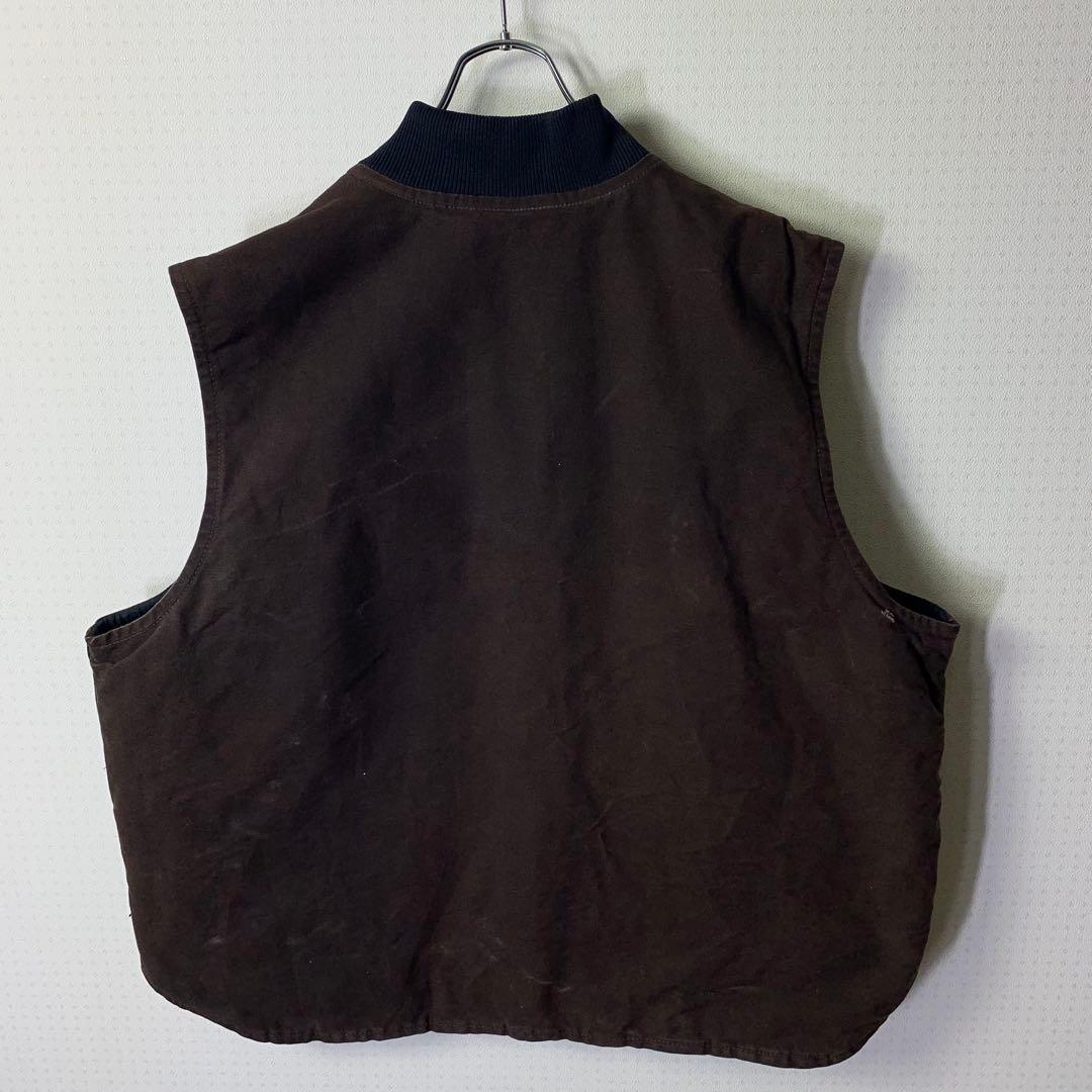 USA製 カーハート ダックベスト XXL ブラウン レザー V02 DKB