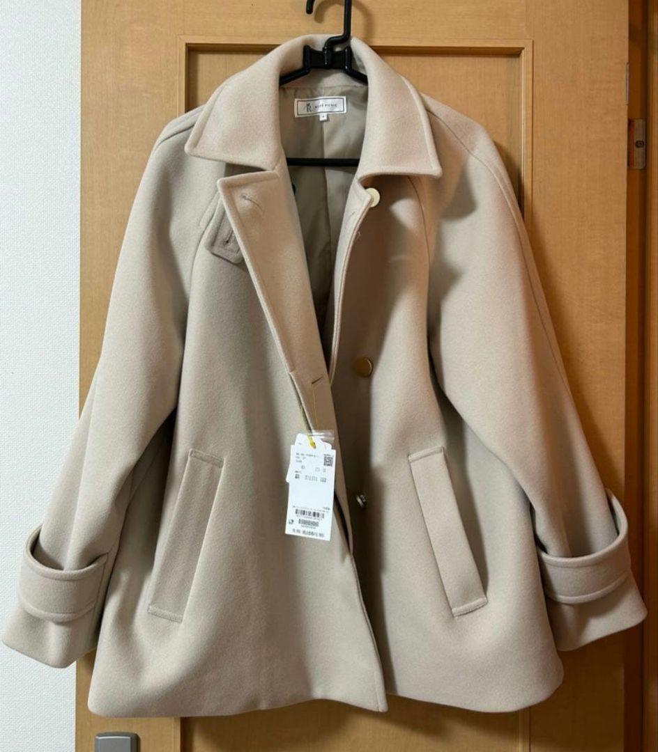 ロペピクニック ジャージーメルトンシリーズ 金ボタンミドル丈コート　ベージュ