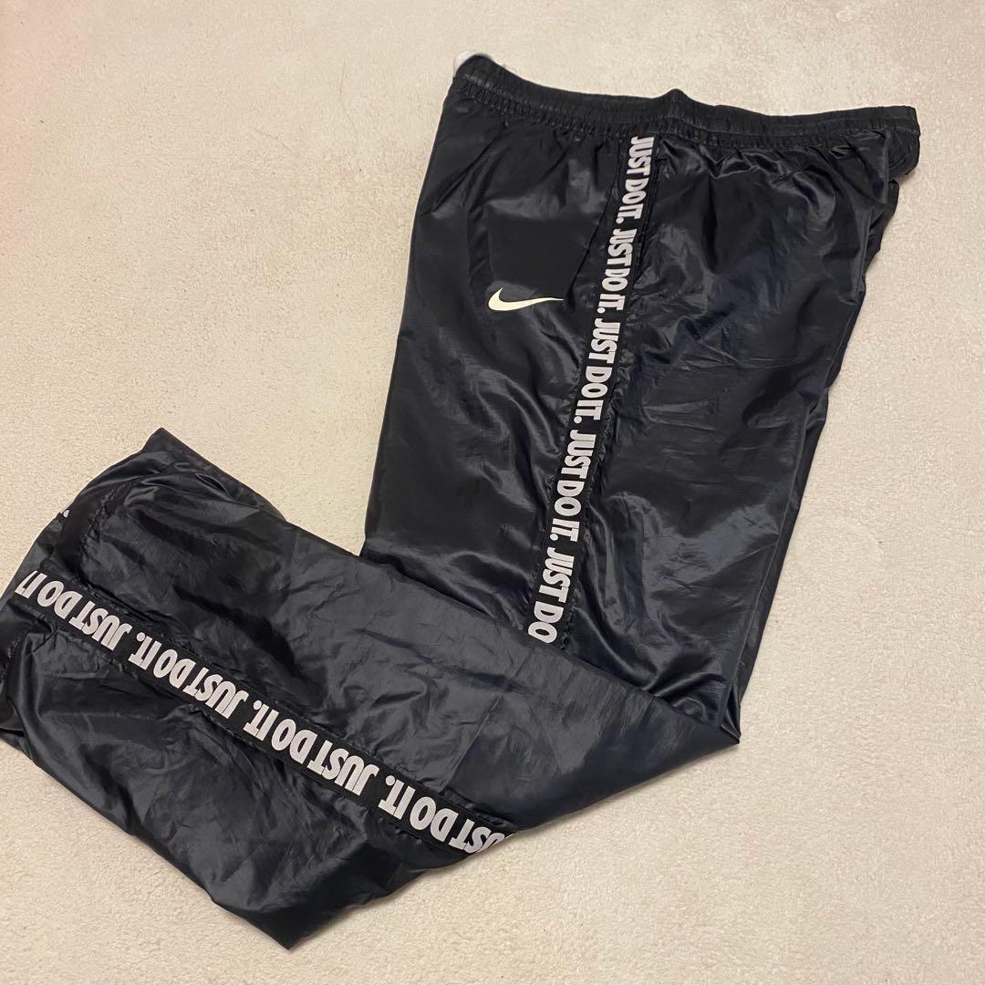 Nike レディースナイロンジャケットセットアップ XL 黒/蛍光イエロー