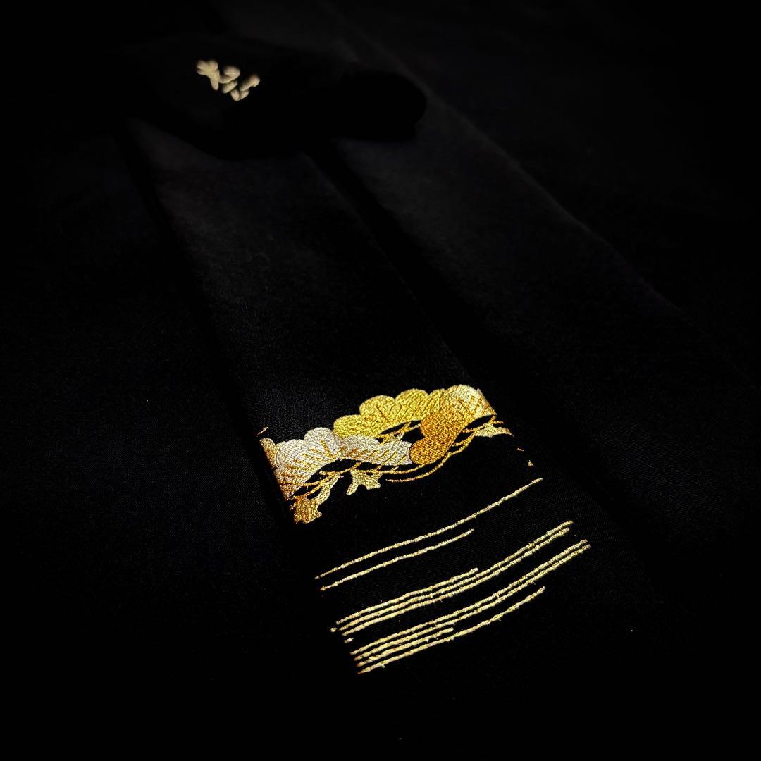 着物リメイクワンピース❀黒留袖ドレス　金彩友禅　作家物　和田光正　結婚式　卒業式