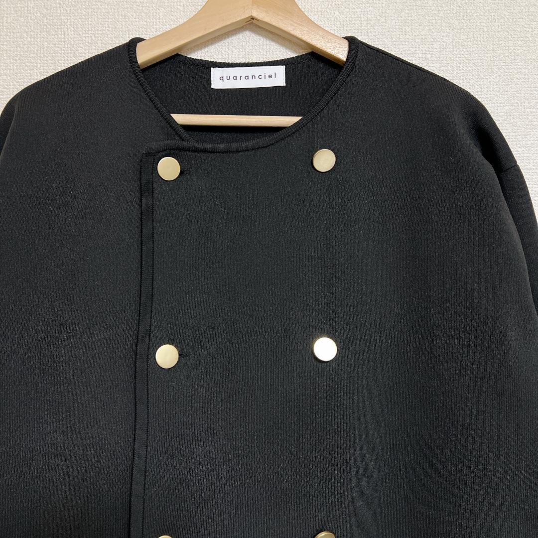 quaranciel ニット ノーカラー ダブルジャケット カーディガン 美品