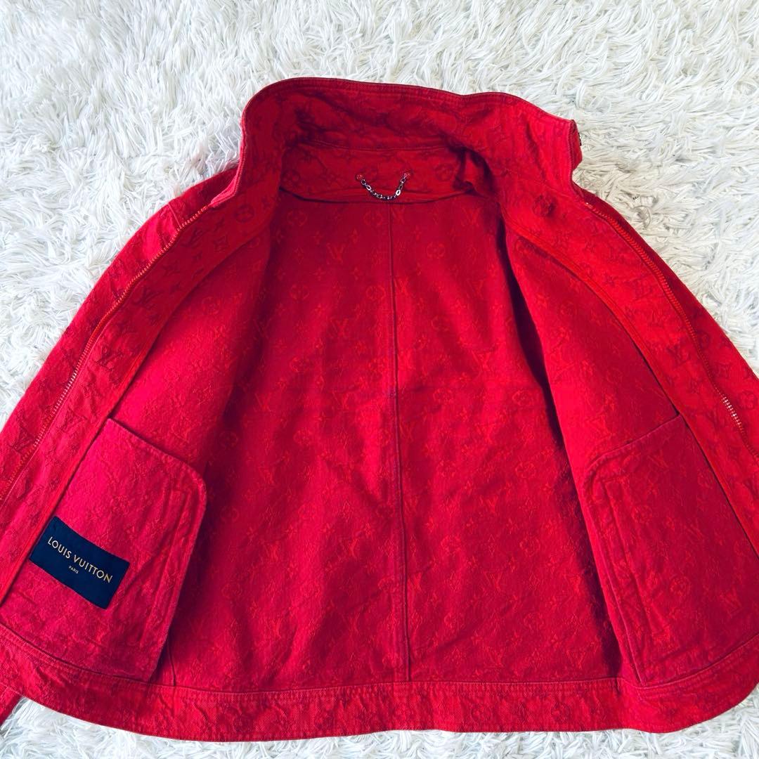 ルイヴィトン LOUIS VUITTON デニムジャケット モノグラム レッド