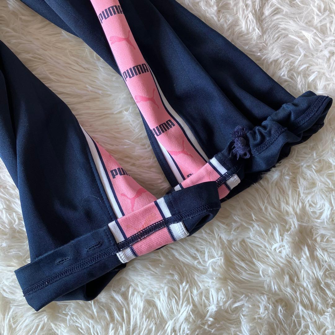 美品PUMA プーマ ジャージ テープロゴ ネイビー ピンク セットアップ 上下