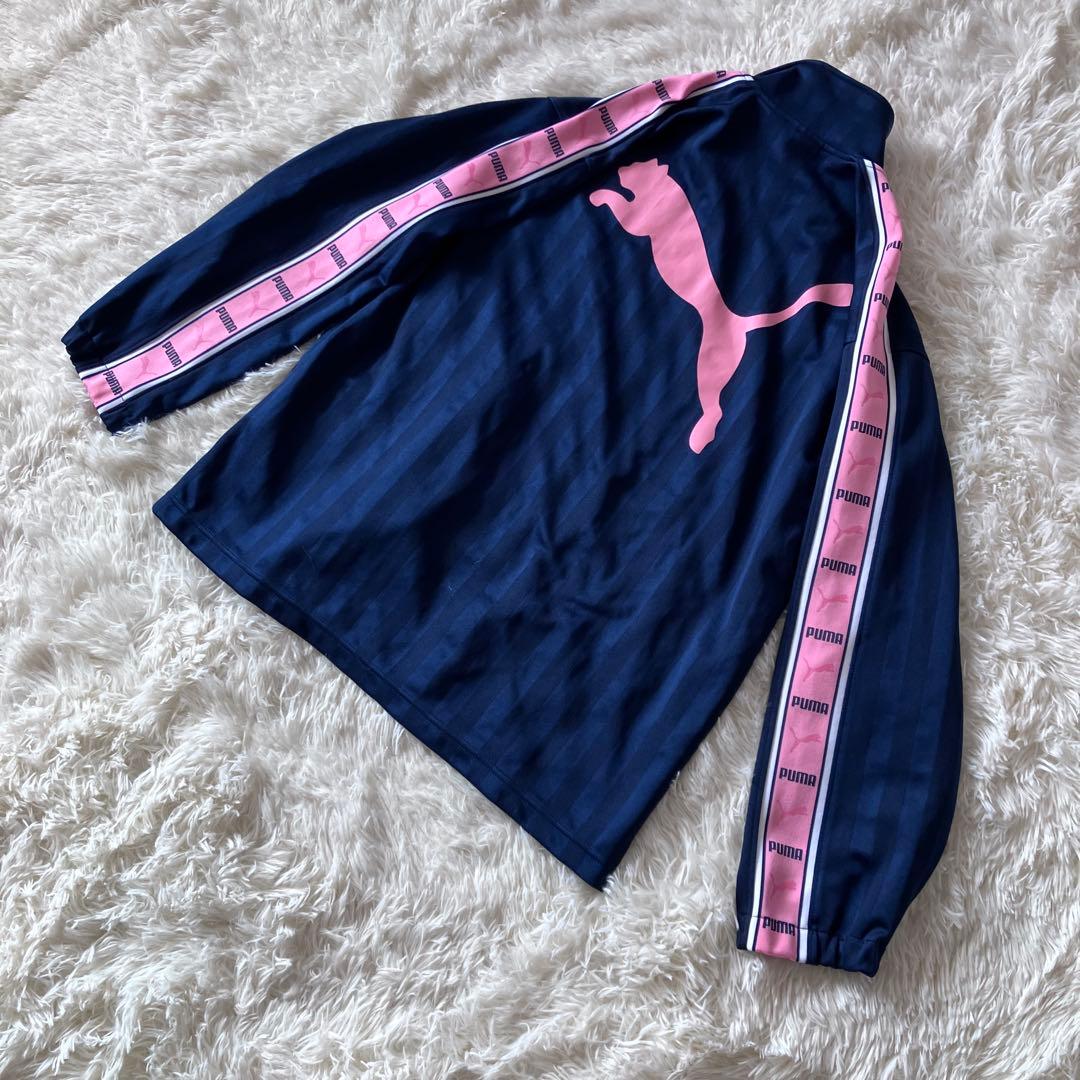 美品PUMA プーマ ジャージ テープロゴ ネイビー ピンク セットアップ 上下