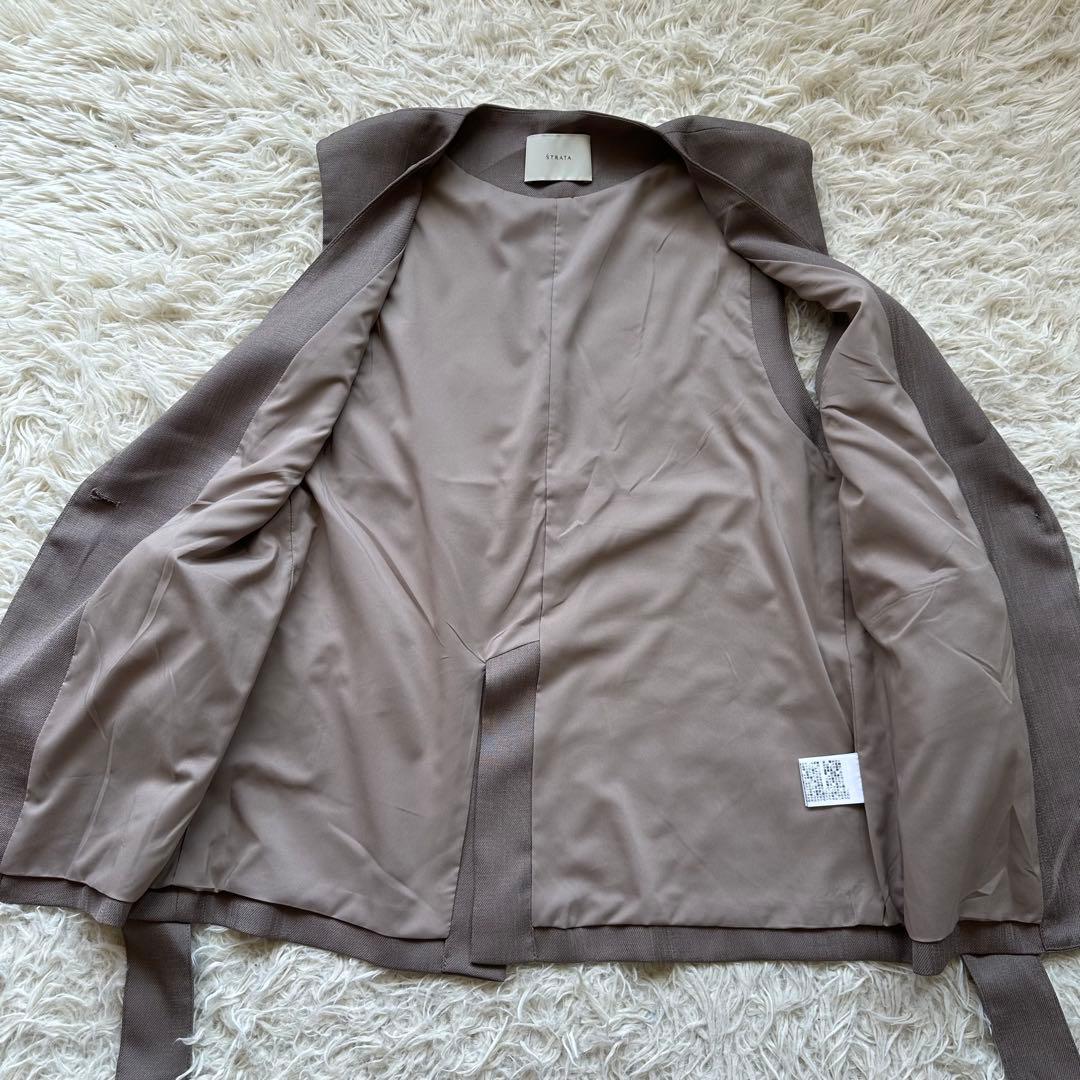 美品✨STRATA エストラータ　ノーカラージレ　ベルト付き　小さいサイズ　小柄