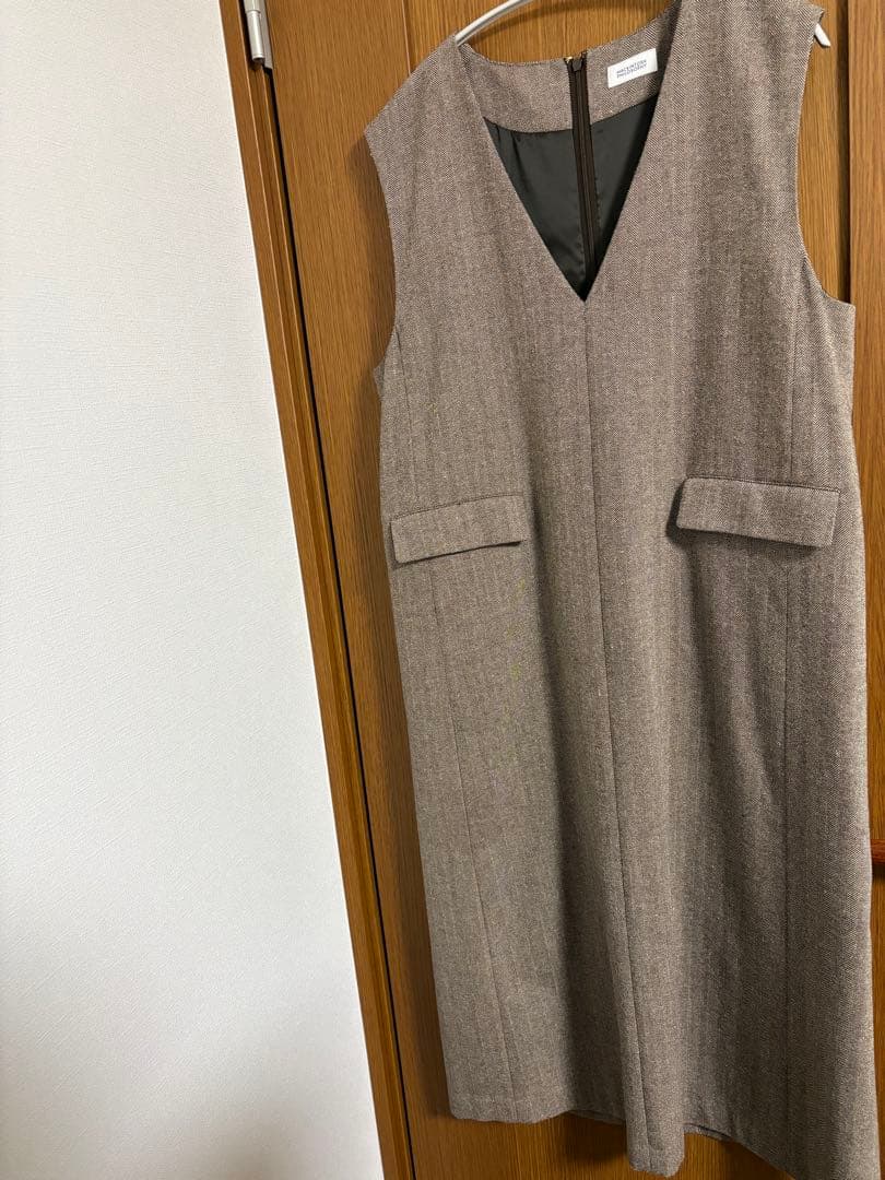 カラーネップツイードワンピ　38 ブラウン