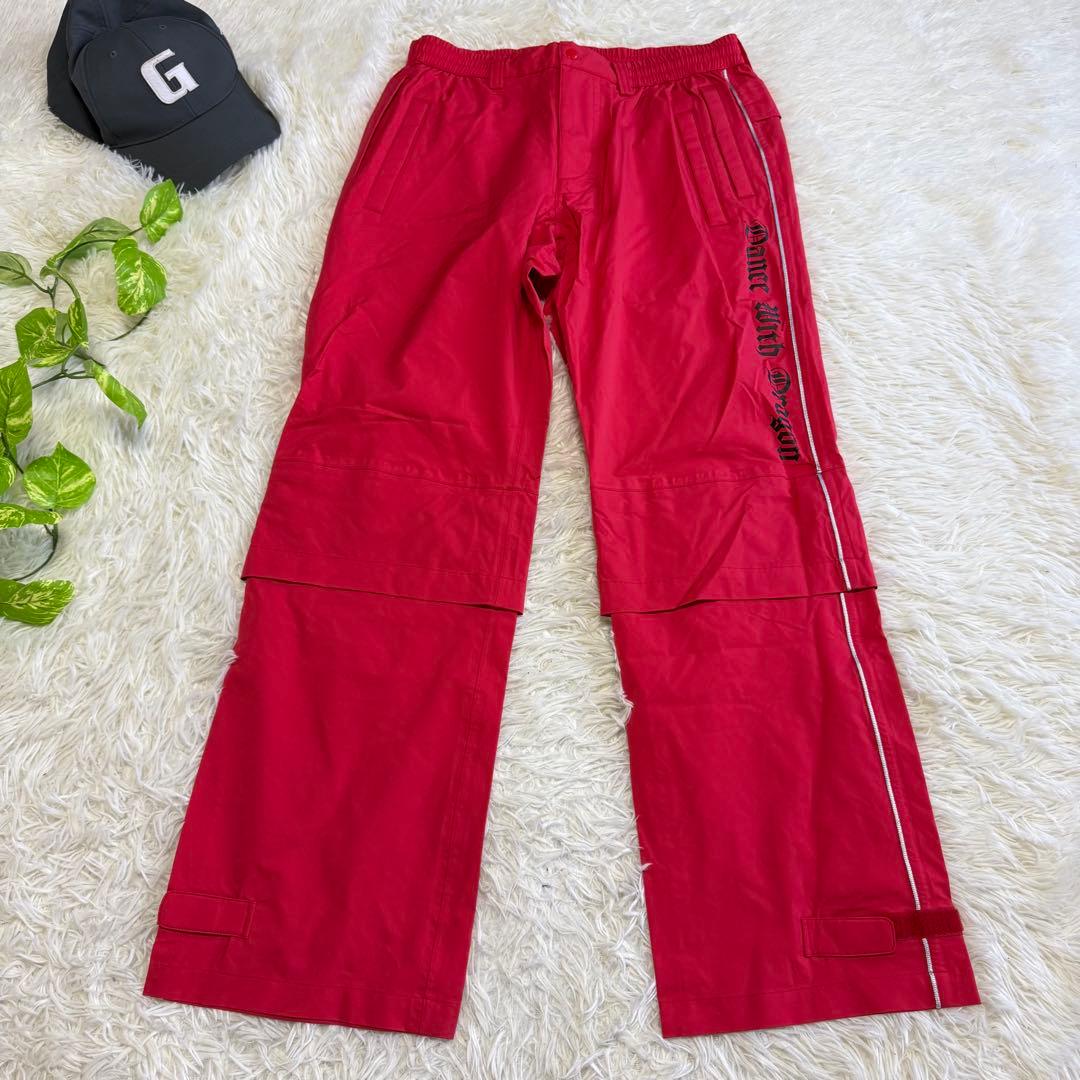 【ダンスウィズドラゴン】美品 レインウェア レッド 上下 Mサイズ メンズ