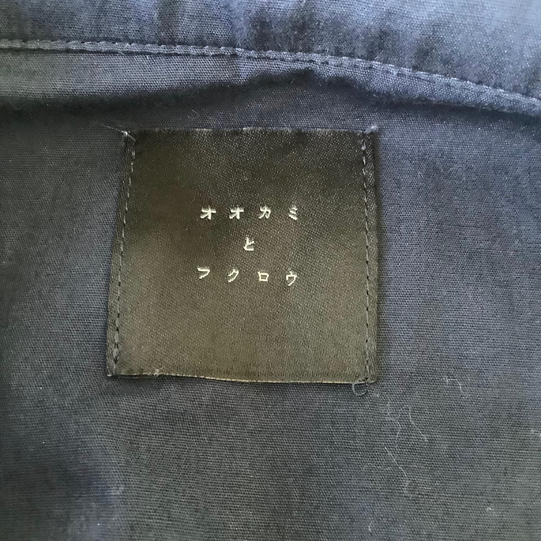 オオカミとフクロウ 七分袖ワンピース ブルー ネイビー フリーサイズ コットン