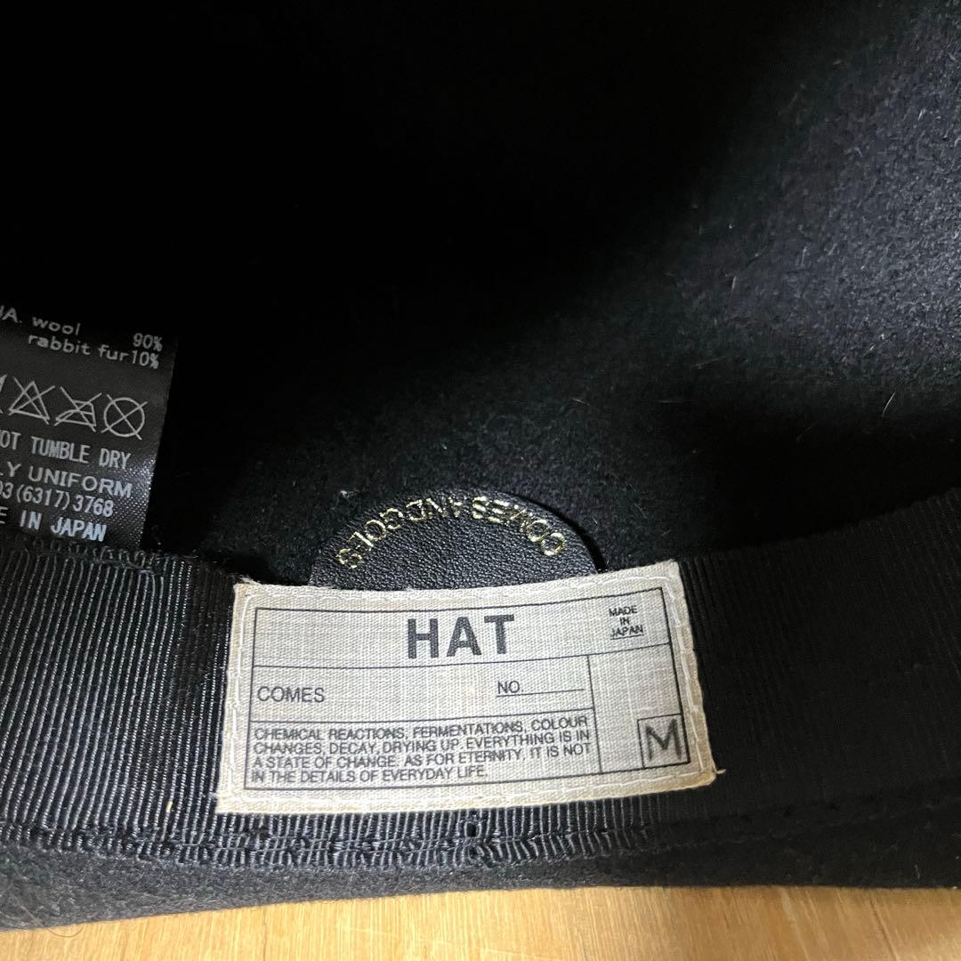 日本製 カムズアンドゴーズ ウール × ラビットファー フェドラハット 黒