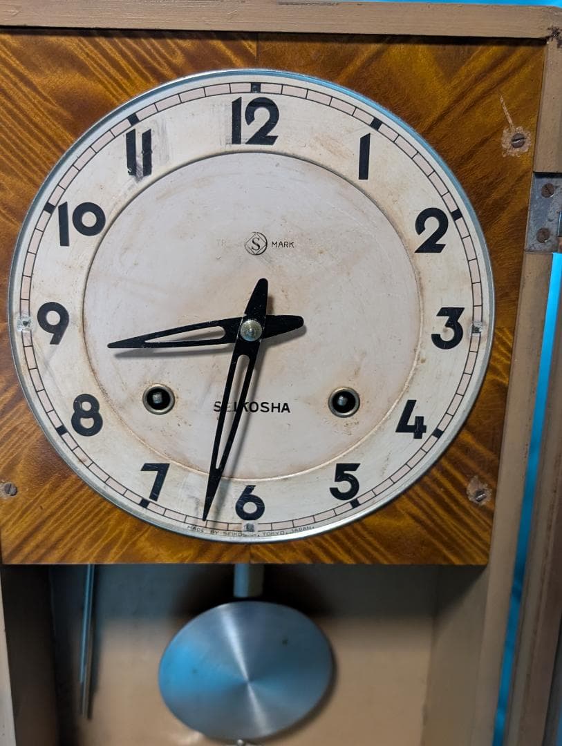 昭和レトロ ゼンマイ式 柱時計 掛け時計 振り子時計 アンティーク