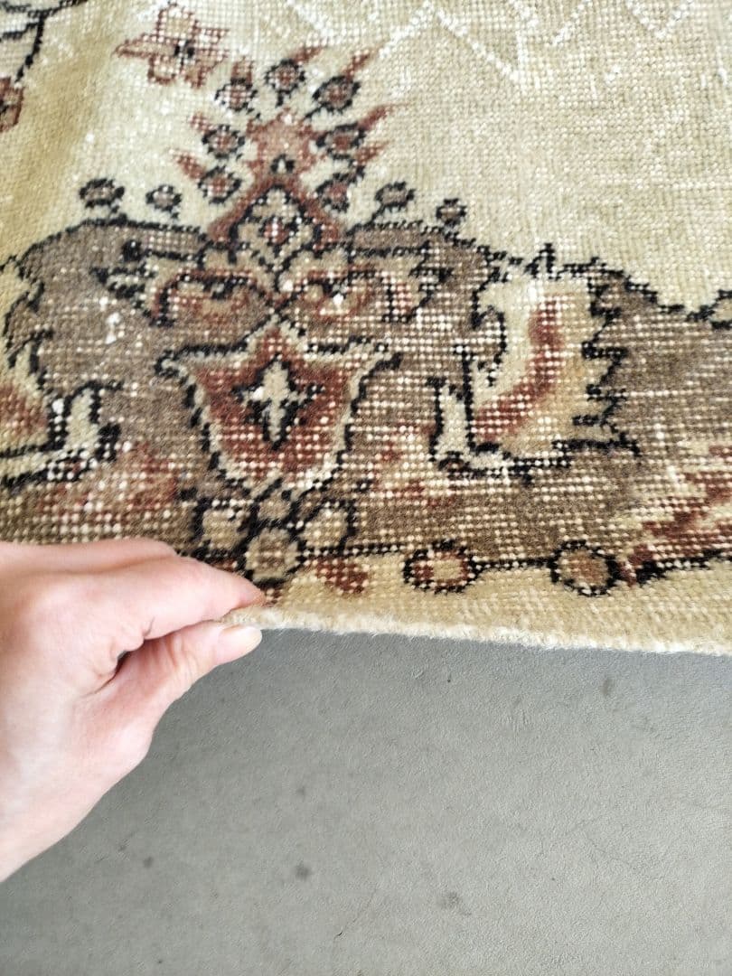 【最終価格】くすみベージュとココアブラウンのトルコラグ　雅姫さんNo.710