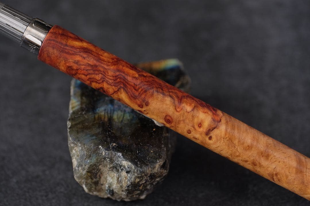 PG5木軸カスタム0239　高村杢工房 製図用シャープペンシル　花梨瘤　紅白