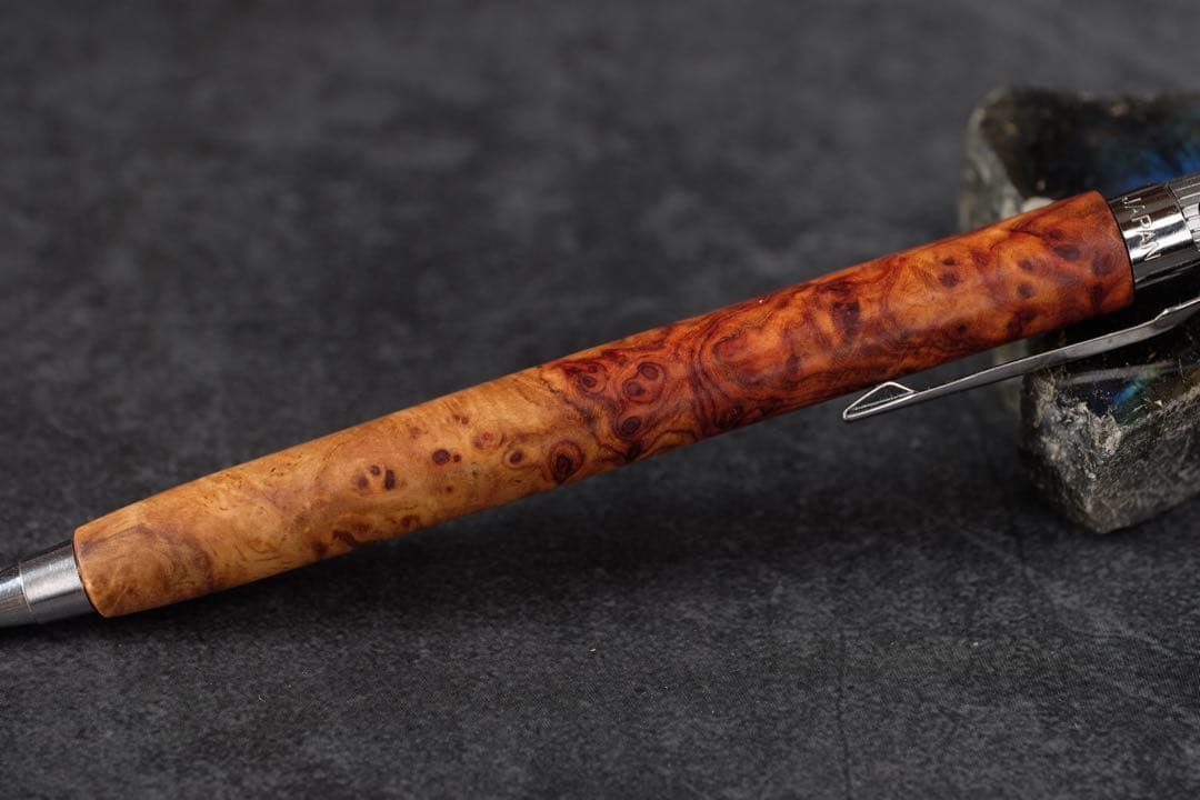 PG5木軸カスタム0239　高村杢工房 製図用シャープペンシル　花梨瘤　紅白